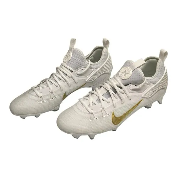 Nike Huarache 9 Elite Low LAX Lacrosse Cleats White Gold Men's 12 FD0089-100