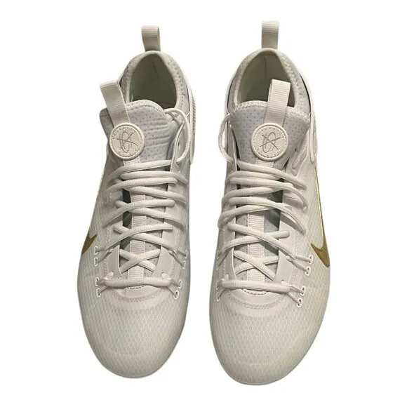 Nike Huarache 9 Elite Low LAX Lacrosse Cleats White Gold Men's 12 FD0089-100