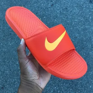 NIKE ORANGE BENASSI SWOOSH SLIDES TEAM LASER NWT