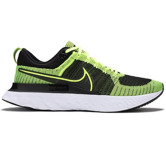 Nike React Infinity Run Flyknit 2&quot;Volt Black' Men's Sneakers Size 8 NWOT