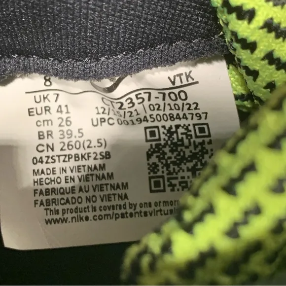 Nike React Infinity Run Flyknit 2&quot;Volt Black' Men's Sneakers Size 8 NWOT