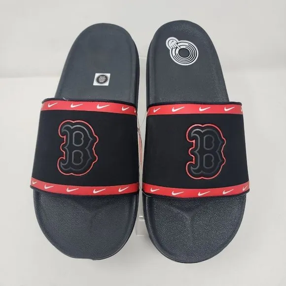 Nike Sandals Mens 10 Black MLB Boston Red Sox OffCourt Slide Logo Swoosh