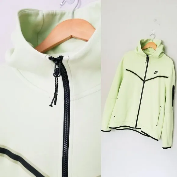 Nike Sportswear Men's L Tech Fleece Full-Zip Hoodie in Light Liquid Lime Black