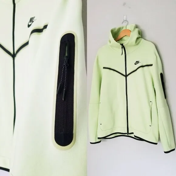 Nike Sportswear Men's L Tech Fleece Full-Zip Hoodie in Light Liquid Lime Black