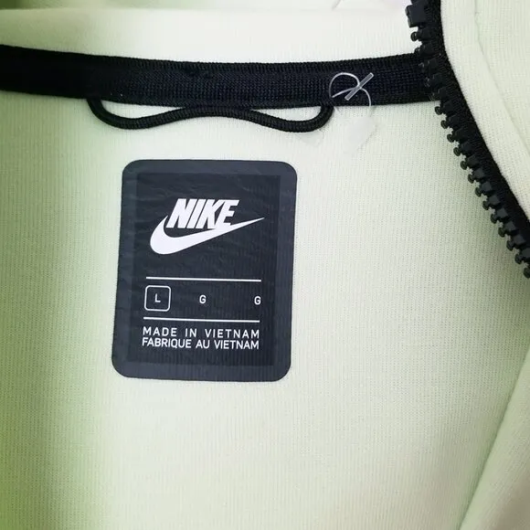 Nike Sportswear Men's L Tech Fleece Full-Zip Hoodie in Light Liquid Lime Black
