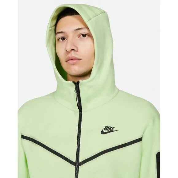 Nike Sportswear Men's L Tech Fleece Full-Zip Hoodie in Light Liquid Lime Black