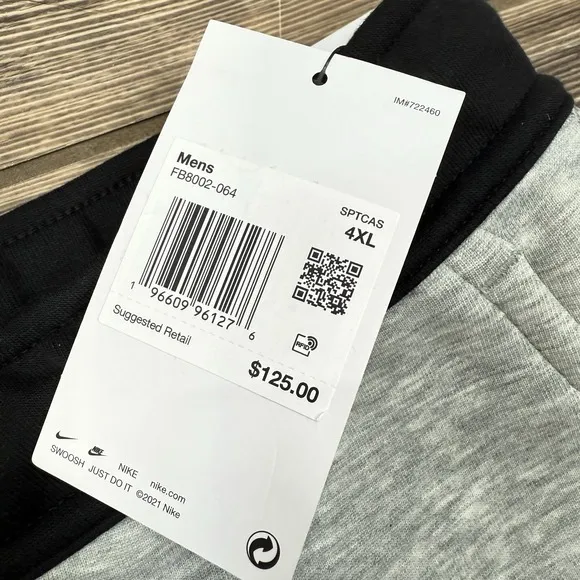 Nike Tech Fleece Joggers Men's Grey Heather Black Size 4XL FB8002-064 New
