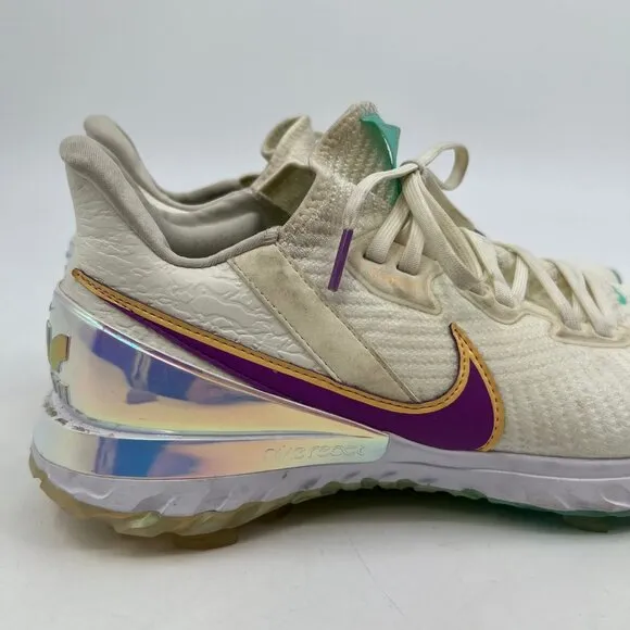 Nike White Purple Holo Accent Air Zoom Golf Sneakers | Size 10