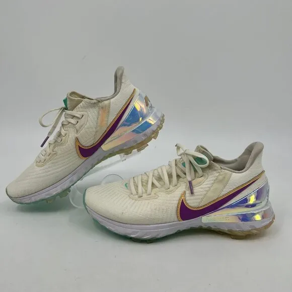 Nike White Purple Holo Accent Air Zoom Golf Sneakers | Size 10