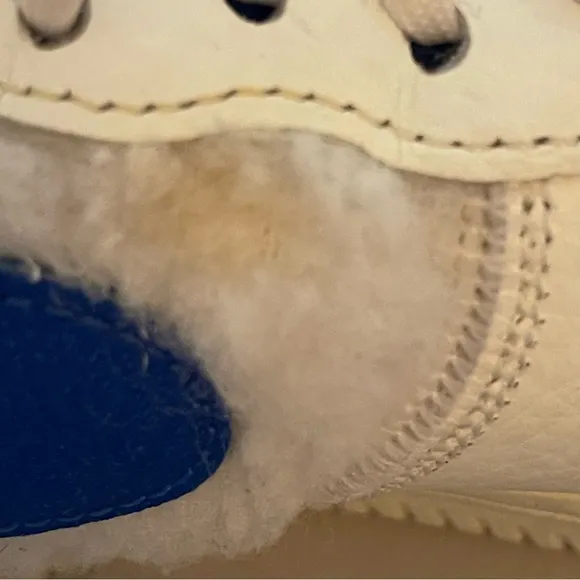 Nike Women’s Air Force One Sherpa Fleece White Blue Leather Sneakers - Size 7