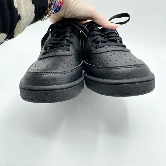 Nike Womens Court Vision Low Black on Black Color Way Sz 8 Restored New