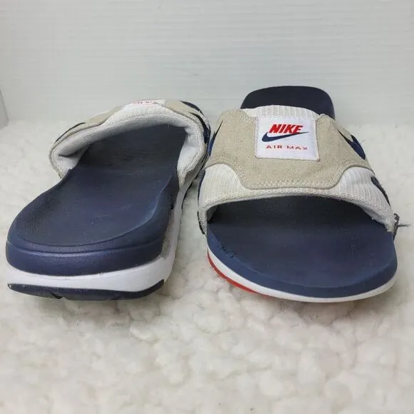 Nike Air Max 1 Slide Mens Size 10 University Navy White Sandals DH0295 104 Shoes