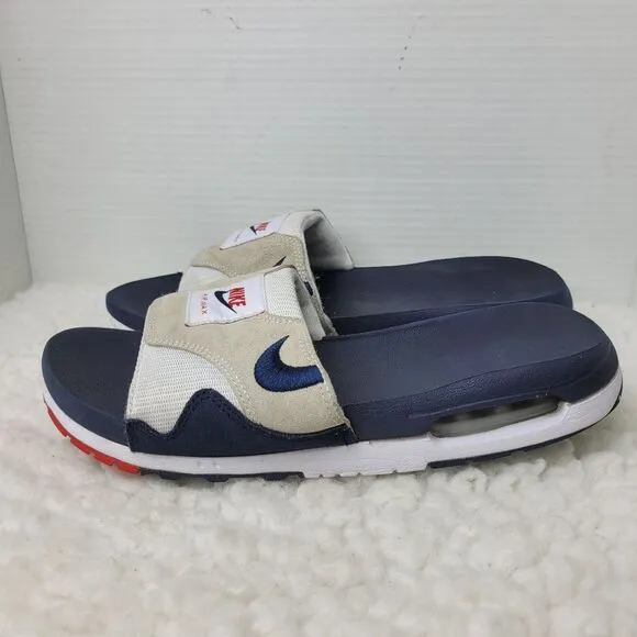 Nike Air Max 1 Slide Mens Size 10 University Navy White Sandals DH0295 104 Shoes
