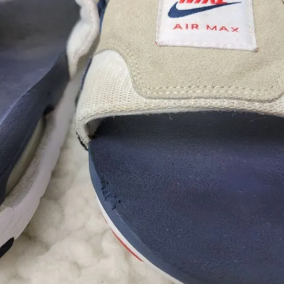 Nike Air Max 1 Slide Mens Size 10 University Navy White Sandals DH0295 104 Shoes