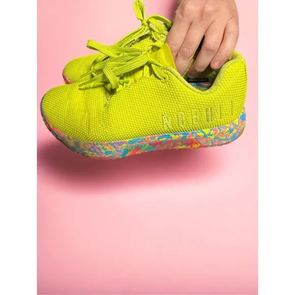 NOBULL Neon Yellow Super Fabric Womens Swirl CrossFit Gym Workout Sneakers Sz 8