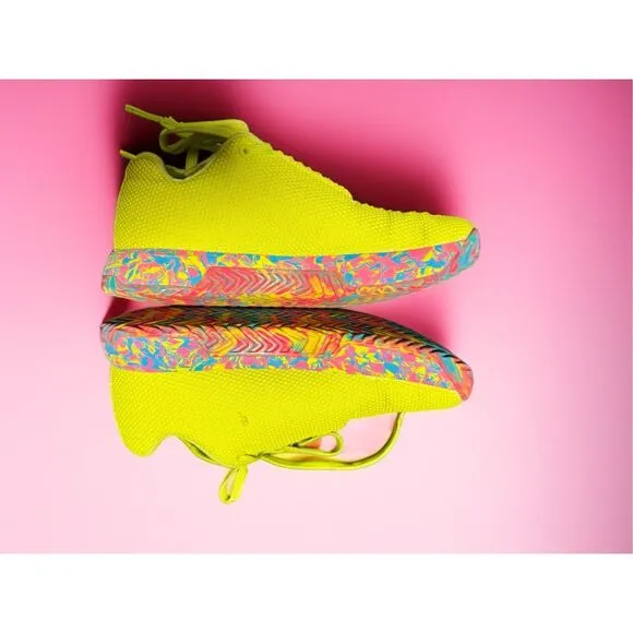 NOBULL Neon Yellow Super Fabric Womens Swirl CrossFit Gym Workout Sneakers Sz 8