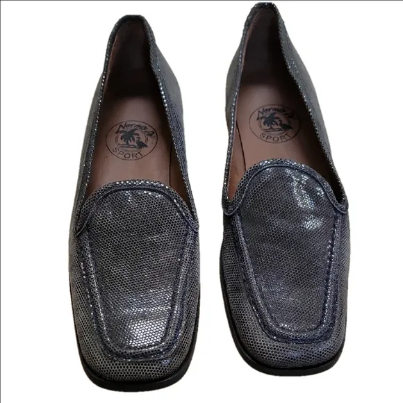 Norma's Sport Gray Leather Loafers Size 6.5 Narrow NWOT