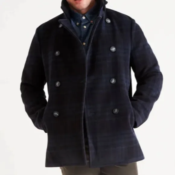 North &amp; Mark Stewart Stormlux(TM) Plaid Wool Cashmere Peacoat size M