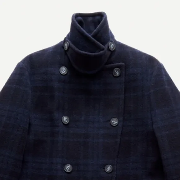 North &amp; Mark Stewart Stormlux(TM) Plaid Wool Cashmere Peacoat size M