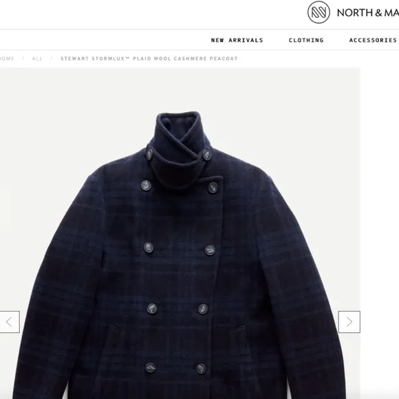 North &amp; Mark Stewart Stormlux(TM) Plaid Wool Cashmere Peacoat size M