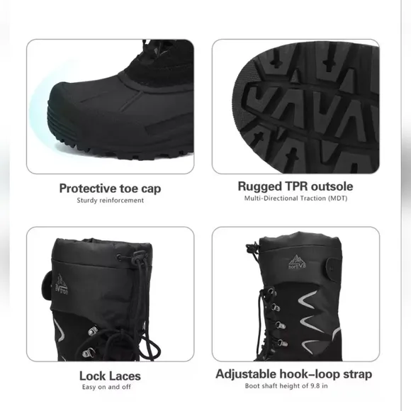 NORTIV 8 Mens Snow Boots Insulated Waterproof Heavy Duty Thermolite  Boots SZ 13