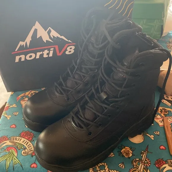 NORTIV 8 Steel Toe for Men Safety Industrial &amp; Construction Military Work Boots