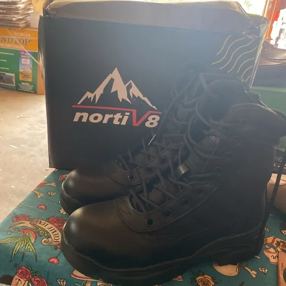 NORTIV 8 Steel Toe for Men Safety Industrial &amp; Construction Military Work Boots
