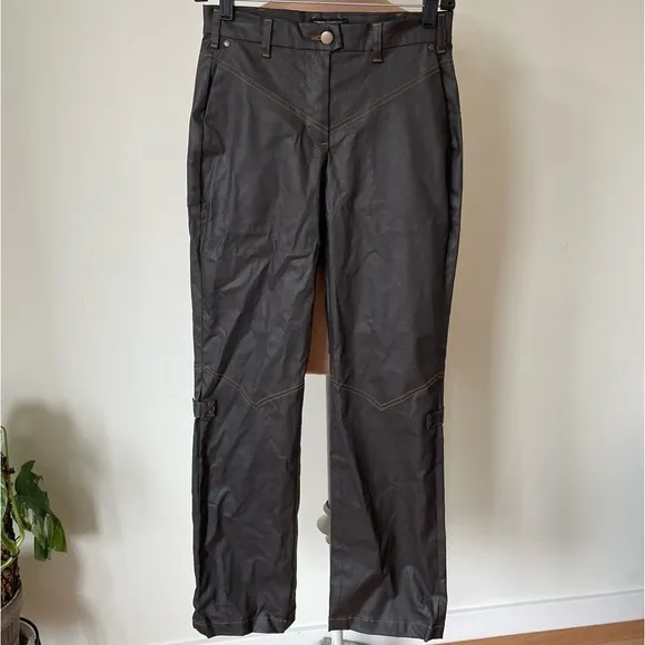 NTK by tt studios Brown Coated Denim Stretch Cotton Western Rodeo Jeans EUC 25