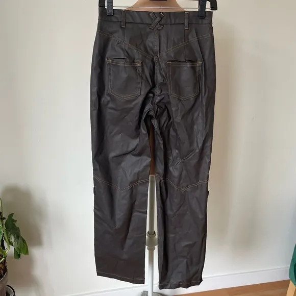 NTK by tt studios Brown Coated Denim Stretch Cotton Western Rodeo Jeans EUC 25