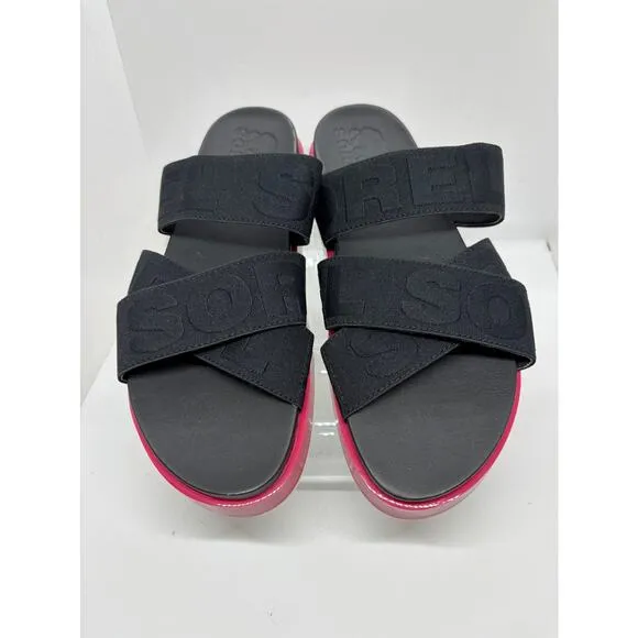 NWB New SOREL Roaming Sport Slide Sandals Shoes Women's 8.5 Black Punch Pink