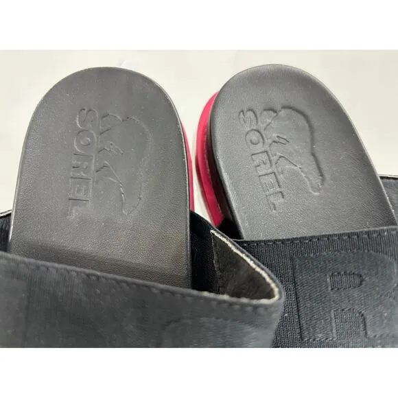 NWB New SOREL Roaming Sport Slide Sandals Shoes Women's 8.5 Black Punch Pink