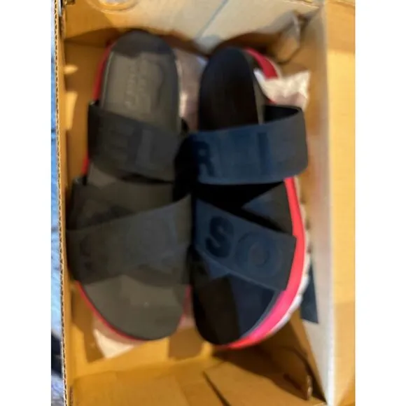 NWB New SOREL Roaming Sport Slide Sandals Shoes Women's 8.5 Black Punch Pink