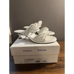 NWB PROENZA SCHOULER Womens White Pipe Twisted Leather Slide Sandals 38.5/US 8.5