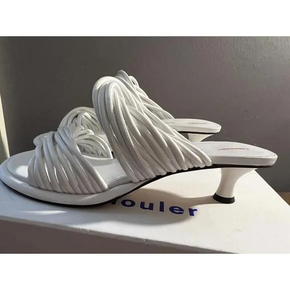 NWB PROENZA SCHOULER Womens White Pipe Twisted Leather Slide Sandals 38.5/US 8.5