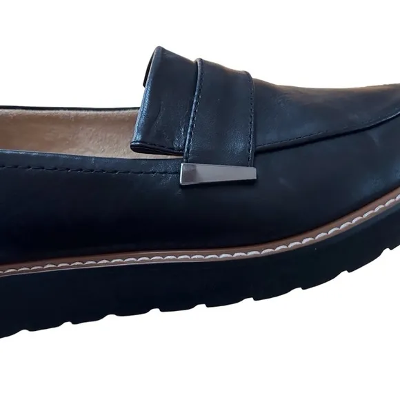 NWOB Black Leather Loafers, Size 9 Wide