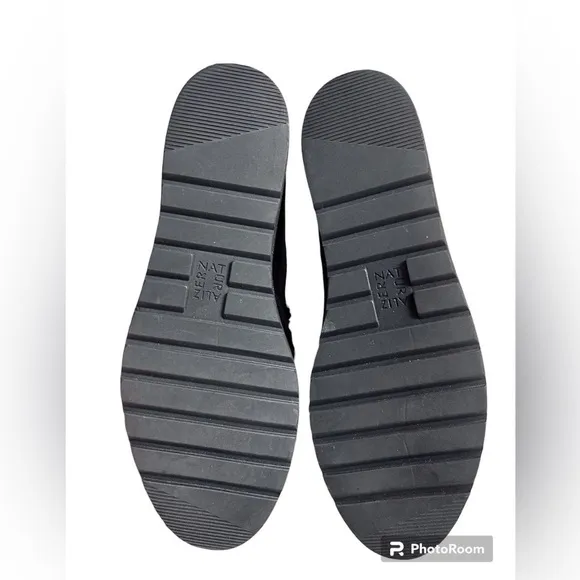 NWOB Black Leather Loafers, Size 9 Wide