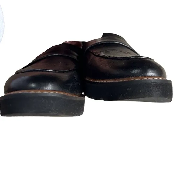 NWOB Black Leather Loafers, Size 9 Wide