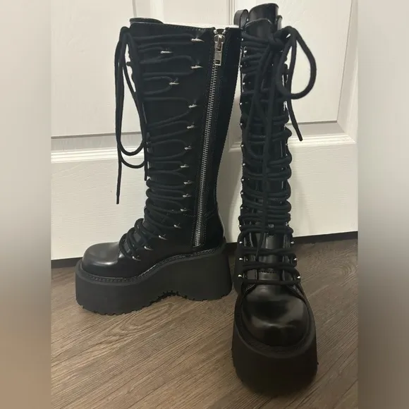 NWOB Dolls Kill / Current Mood Glam Grit Knee High Boots