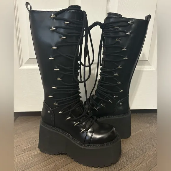 NWOB Dolls Kill / Current Mood Glam Grit Knee High Boots