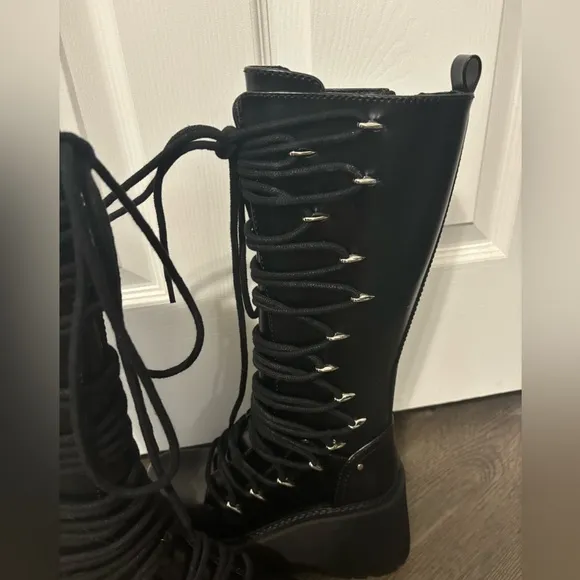 NWOB Dolls Kill / Current Mood Glam Grit Knee High Boots