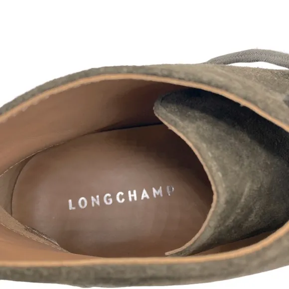 NWOB Longchamp Dark Green Suede Ankle Boots - Sz Fr 40 = US 7
