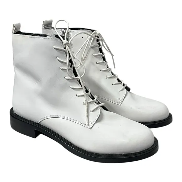 NWOB Sam Edelman | White Nina Lace Up Combat Boot 8.5