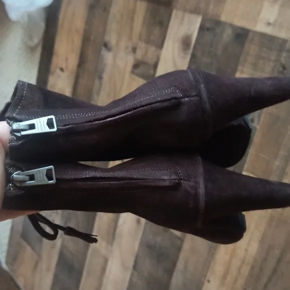 NWOT All Saints Grimsby Brown Suede Leather Lace Up Tassel Heeled Ankle Boots