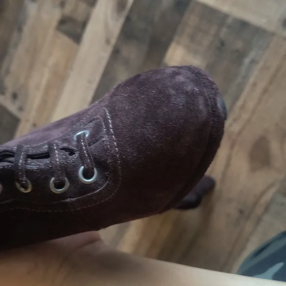 NWOT All Saints Grimsby Brown Suede Leather Lace Up Tassel Heeled Ankle Boots
