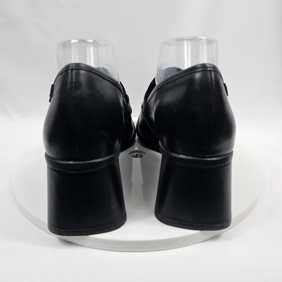 NWOT Camper Kiara Heeled Loafer Slip On Leather Ortholite Block Heel Black 41 10