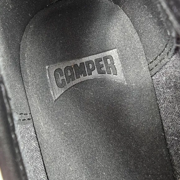 NWOT Camper Kiara Heeled Loafer Slip On Leather Ortholite Block Heel Black 41 10