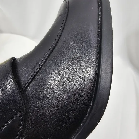 NWOT Camper Kiara Heeled Loafer Slip On Leather Ortholite Block Heel Black 41 10
