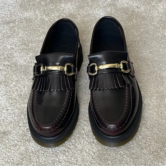 NWOT Dr Martens Adrian Snaffle Leather Kiltie Loafers Shoes-Womens 5-Oxblood-NEW