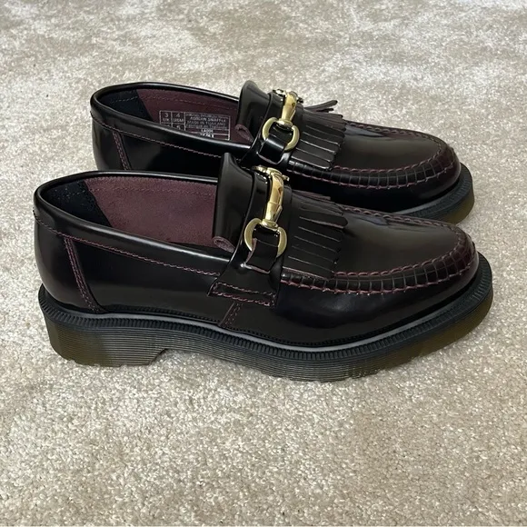 NWOT Dr Martens Adrian Snaffle Leather Kiltie Loafers Shoes-Womens 5-Oxblood-NEW