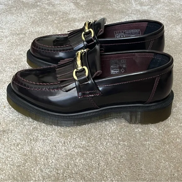 NWOT Dr Martens Adrian Snaffle Leather Kiltie Loafers Shoes-Womens 5-Oxblood-NEW